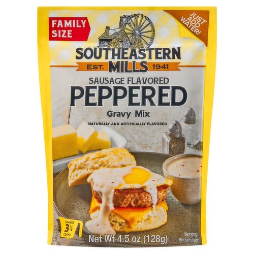 Southeastern Mills Sausage Flavored Peppered Gravy Mix Family Size, 4.5 oz
