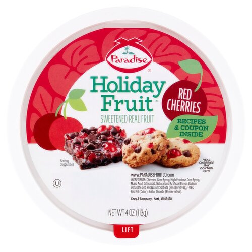 Paradise Holiday Fruit Red Cherries, 4 oz