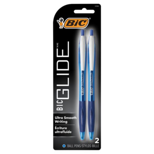 BIC Glide Ultra Smooth Writing Ball Pens, 2 count