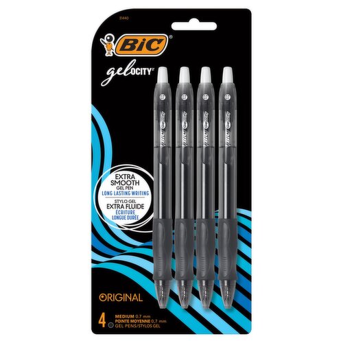 BIC Gelocity Original Medium 0.7 mm Gel Pens, 4 count