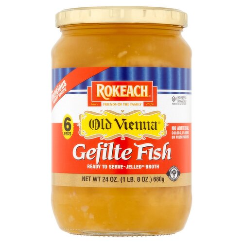 Rokeach Old Vienna Jelled Broth Gefilte Fish, 6 count, 24 oz