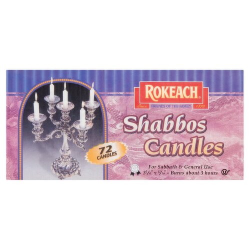 Rokeach Shabbos Candles, 72 count