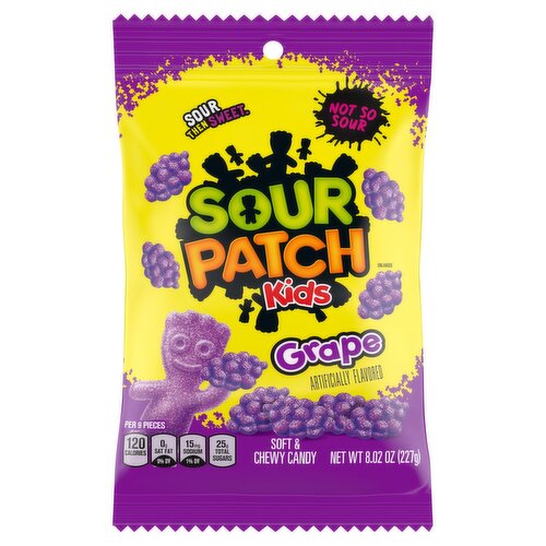 Sour Patch Kids Grape Soft & Chewy Candy, 8.02 oz