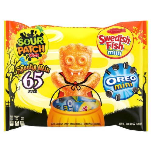 Sour Patch Kids/Swedish Fish Mini/Oreo Mini Sandwich Cookies, 65 count, 2 lb 3.9 oz