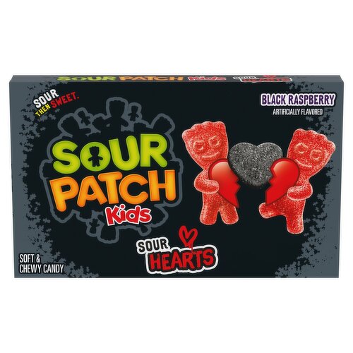 Sour Patch Kids Sour Hearts Black Raspberry Soft & Chewy Candy, 3.08 oz