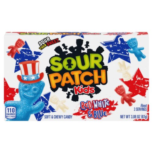 Sour Patch Kids Red, White & Blue Soft & Chewy Candy, 3.08 oz