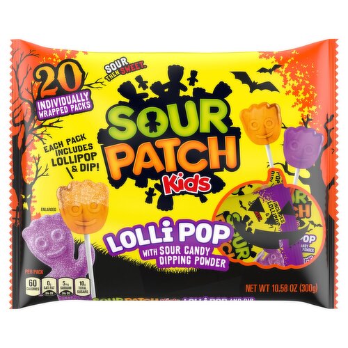 Sour Patch Kids Lollipop with Sour Candy Dipping Powder, 20 count, 10.58 oz