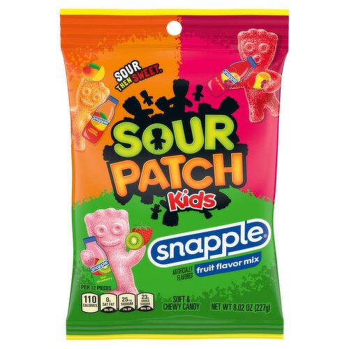 Sour Patch Kids Snapple Fruit Flavor Mix Soft & Chewy Candy, 8.02 oz