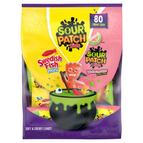 Sour Patch Kids/Swedish Fish Mini Watermelon Soft & Chewy Candy Treat Size, 80 count, 2 lb 4.3 oz