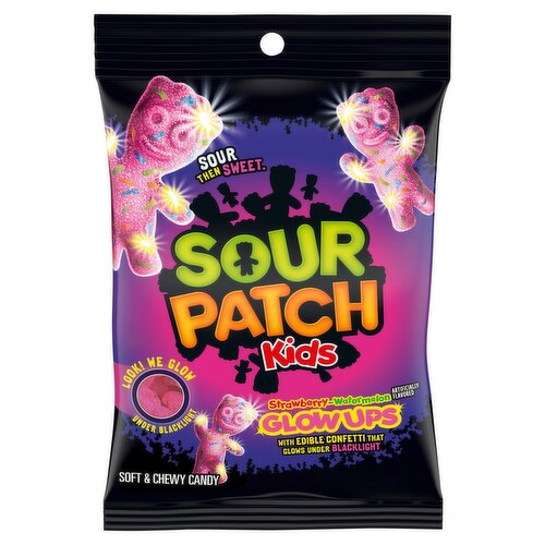 Sour Patch Kids Strawberry-Watermelon Glow Ups Soft & Chewy Candy, 6.7 oz