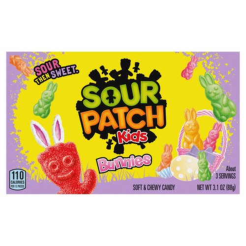 Sour Patch Kids Bunnies Soft & Chewy Candy, 3.1 oz