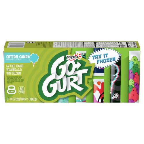 Yoplait Go-Gurt Cotton Candy Fat Free Yogurt, 2 oz, 8 count