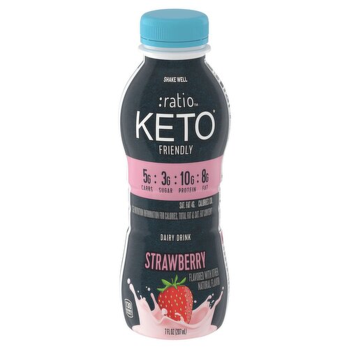 :ratio Keto Friendly Strawberry Dairy Drink, 7 fl oz