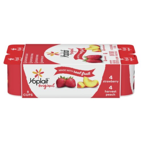 Yoplait Original Strawberry & Harvest Peach Low Fat Yogurt, 6 oz, 8 count