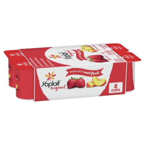 Yoplait Original Strawberry & Harvest Peach Low Fat Yogurt, 6 oz, 8 count