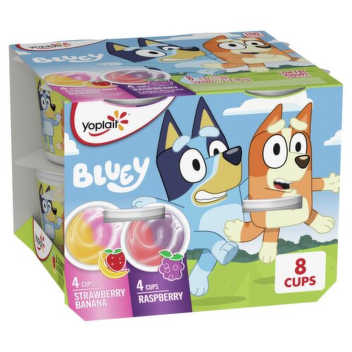 Yoplait Bluey Strawberry Banana and Raspberry Low Fat Yogurt, 4 oz, 8 count
