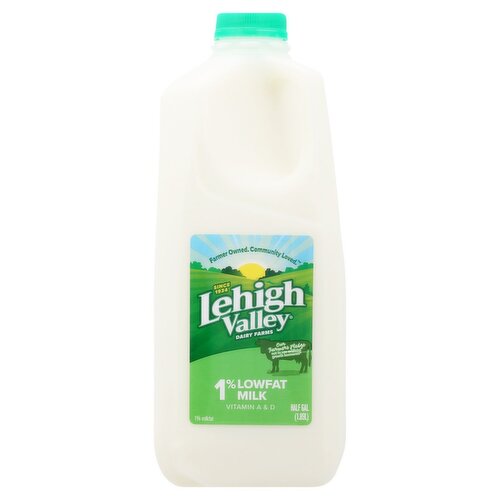 Lehigh Valley Dairy Farms 1% Lowfat Milk, half gal