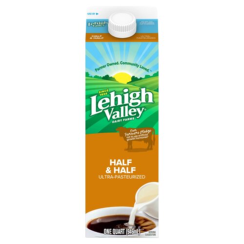 Lehigh Valley Dairy Farms Ultra-Pasteurized Half & Half, one quart