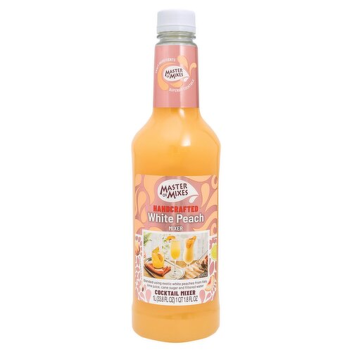 Master of Mixes Handcrafted White Peach Cocktail Mixer, 33.8 fl oz