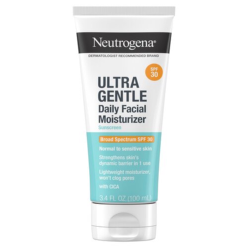 Neutrogena Ultra Gentle Broad Spectrum Daily Facial Moisturizer Sunscreen, SPF 30, 3.4 fl oz