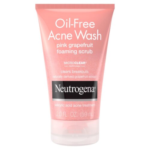 Neutrogena Oil-Free Acne Wash Pink Grapefruit Foaming Scrub, 2.0 fl oz