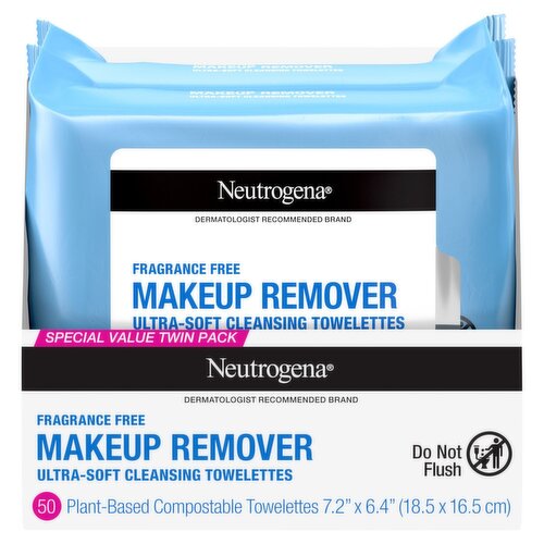 Neutrogena Makeup Remover Ultra-Soft Cleansing Towelettes Special Value Twin Pack, 50 count, 2 pack