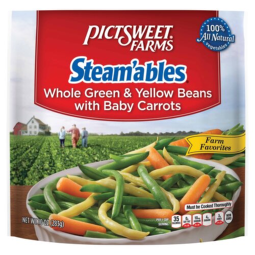 Pictsweet Farms Steam'ables Whole Green & Yellow Beans with Baby Carrots, 10 oz