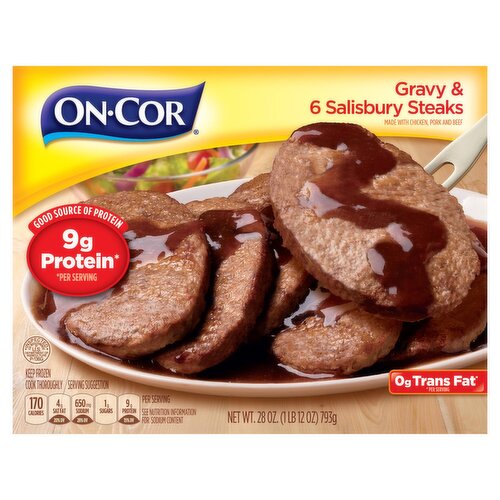 On-Cor Gravy & Salisbury Steaks, 6 count, 28 oz