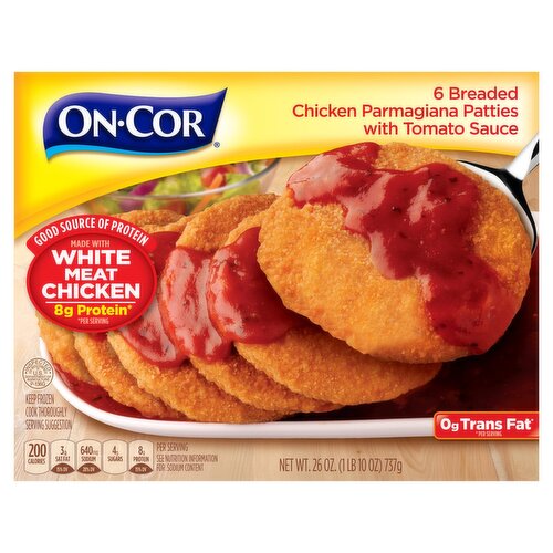 On-Cor Breaded Chicken Parmagiana Patties with Tomato Sauce, 6 count, 26 oz