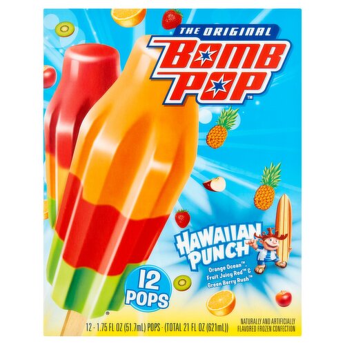 Bomb Pop The Original Hawaiian Punch Pops, 1.75 fl oz, 12 count