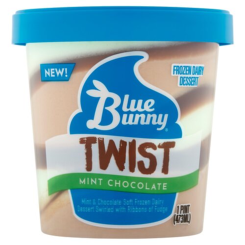 Blue Bunny Twist Mint Chocolate Frozen Dairy Dessert, 1 pint