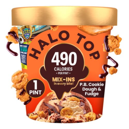 Halo Top P.B. Cookie Dough & Fudge Light Ice Cream, 1 pint