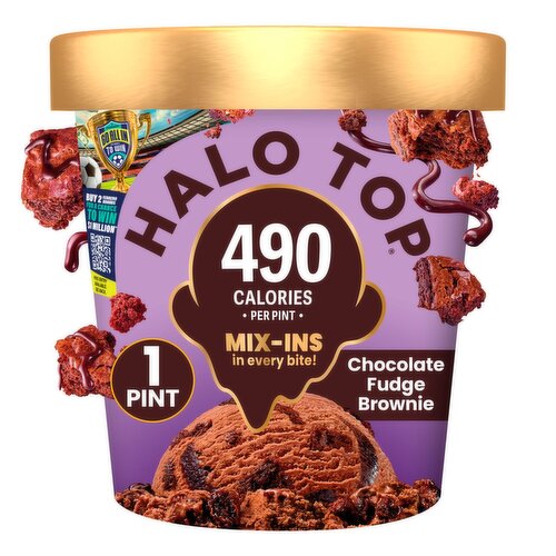Halo Top Chocolate Fudge Brownie Light Ice Cream, 1 pint