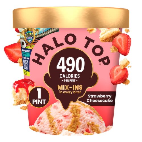 Halo Top Strawberry Cheesecake Light Ice Cream, 1 pint