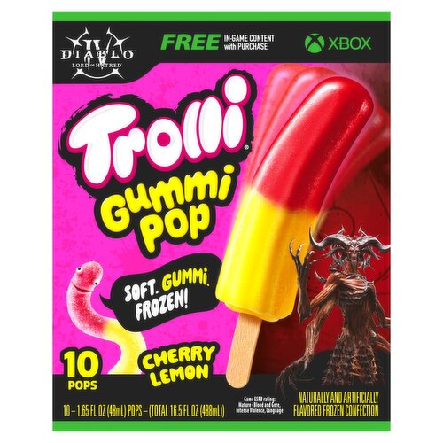 Trolli Cherry Lemon Gummi Pop Frozen Confection, 1.65 fl oz, 10 count