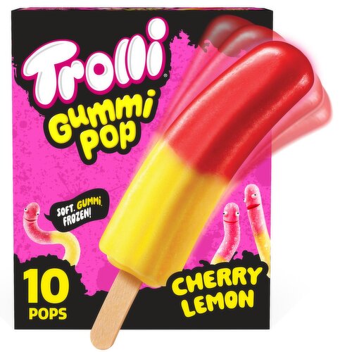 Trolli Gummi Cherry Lemon Pops, 1.65 fl oz, 10 count