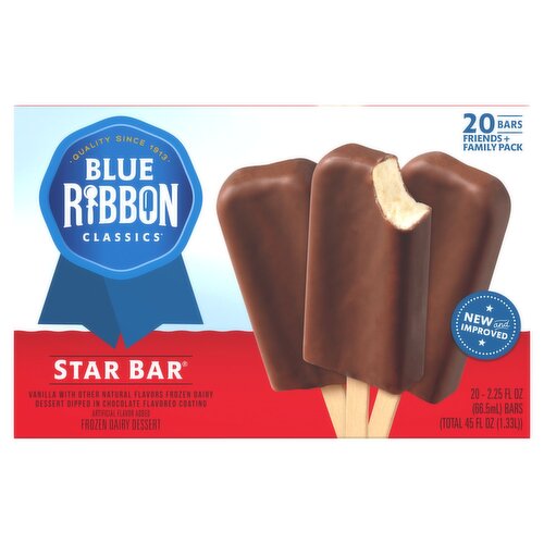 Blue Ribbon Classics Star Bar Frozen Dairy Dessert Friends + Family Pack, 2.25 fl oz, 20 count