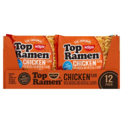 Nissin The Original Top Ramen Chicken Flavor Ramen Noodle Soup, 3 oz, 12 count