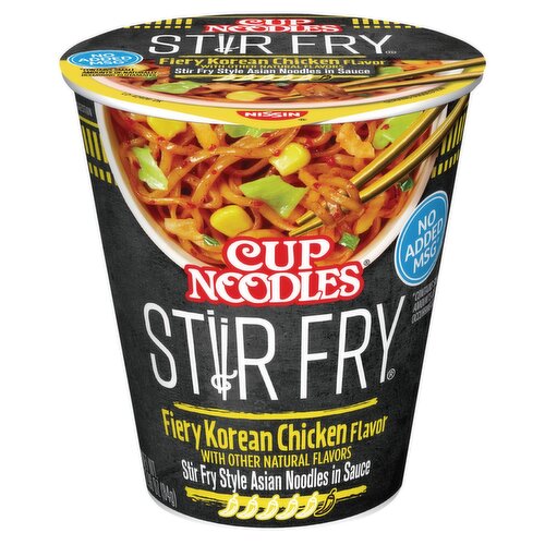 Nissin Stir Fry Fiery Korean Chicken Flavor Stir Fry Style Asian Noodles in Sauce, 2.96 oz, 6 count