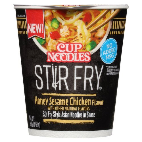 Nissin Cup Noodles Honey Sesame Chicken Flavor Stir Fry Style Asian Noodles in Sauce, 3.00 oz