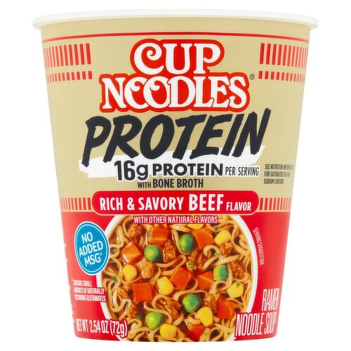 Cup Noodles Protein Rich & Savory Beef Flavor Ramen Noodle Soup, 2.54 oz