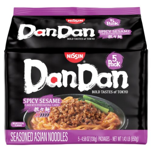 Nissin Dan Dan Spicy Sesame Seasoned Asian Noodles, 4.58 oz, 5 count