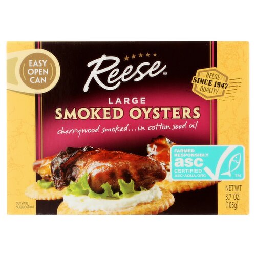 Reese Large Smoked Oysters, 3.7 oz