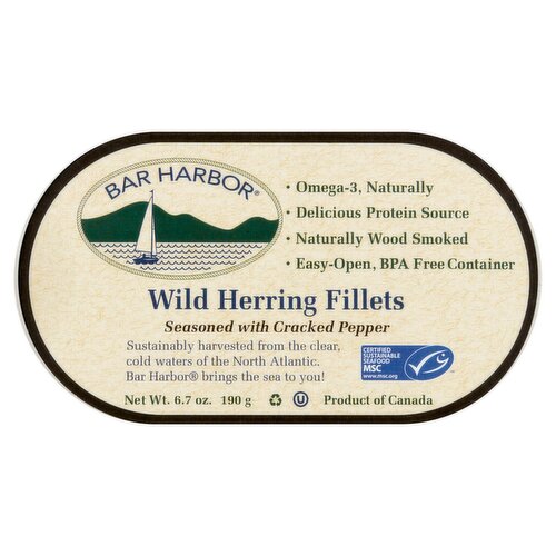 Bar Harbor Seasoned with Cracked Pepper Wild Herring Fillets, 6.7 oz