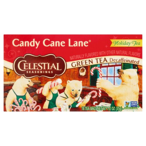 Celestial Seasonings Candy Cane Lane Decaffeinated Green Tea Bags, 18 count, 1.2 oz