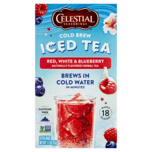 Celestial Seasonings Red, White & Blueberry Cold Brew Iced Tea Bags, 18 count, 1.1 oz