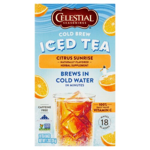 Celestial Seasonings Citrus Sunrise Cold Brew Iced Tea Bags, 18 count, 1.2 oz