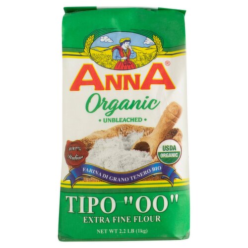 Anna Organic Unbleached Tipo "00" Extra Fine Flour, 2.2 lb