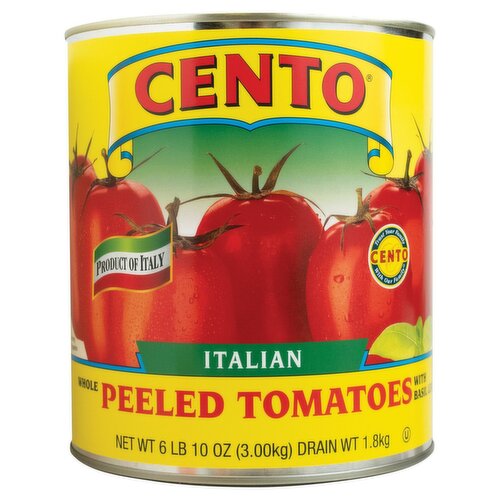 Cento Italian Whole Peeled Tomatoes with Basil Leaf, 6 lb