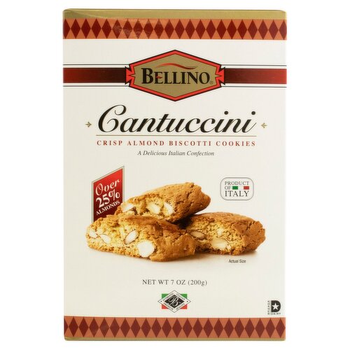 Bellino Crisp Almond Biscotti Cookies Cantuccini, 7 oz 